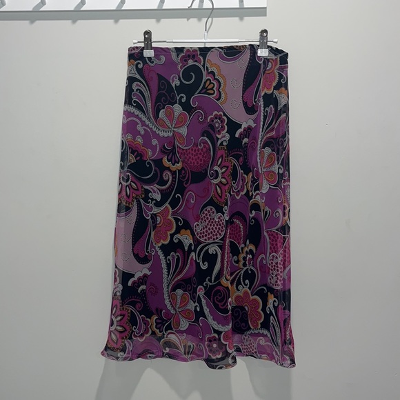 Vintage 90s Le Chateau Paisley Midi Skirt - Picture 3 of 6